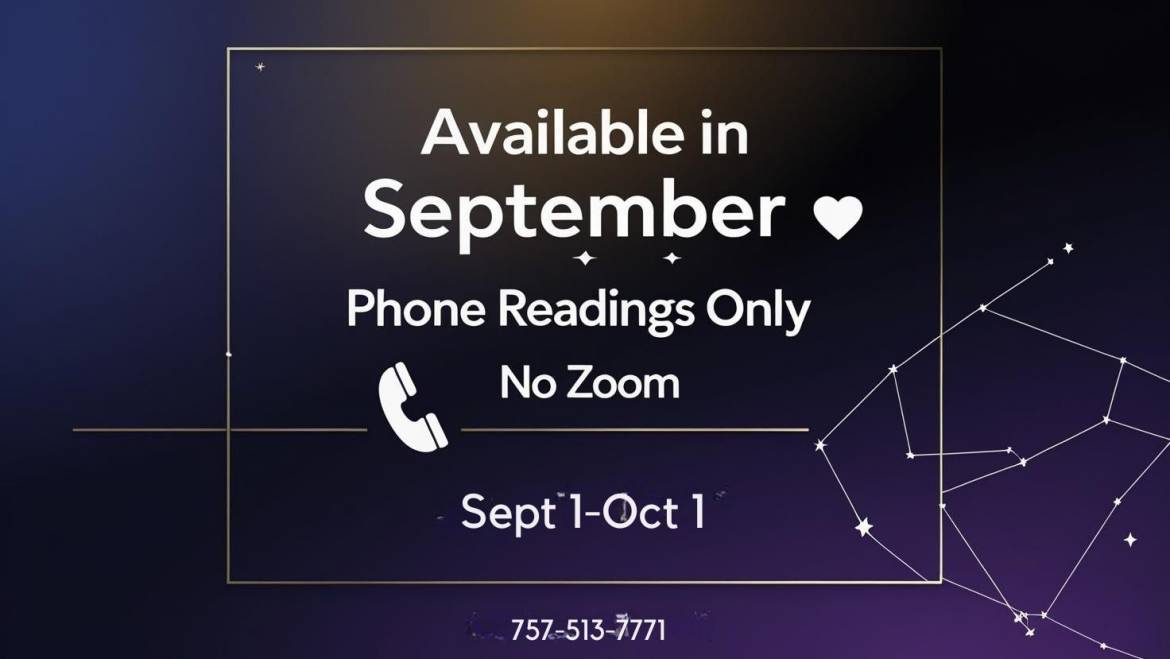 Readings While I’m Abroad: Phone Sessions Available in September