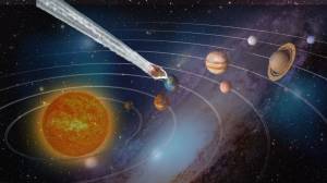 Comet approaching the solar system planets