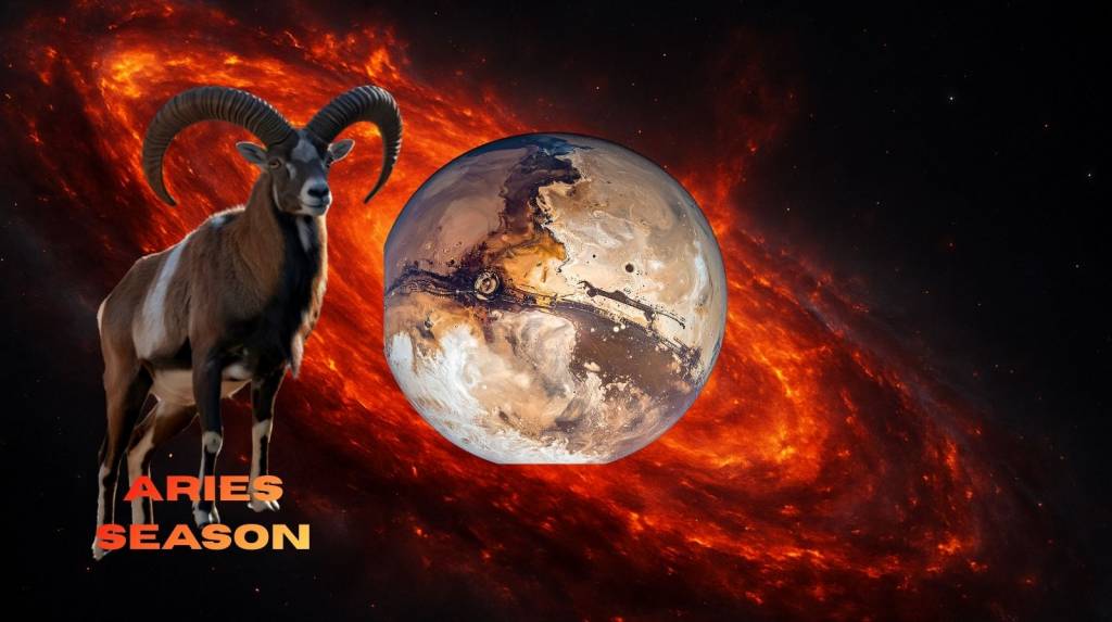 Aries, Mars Red and black background